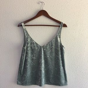 Green crushed velvet tank